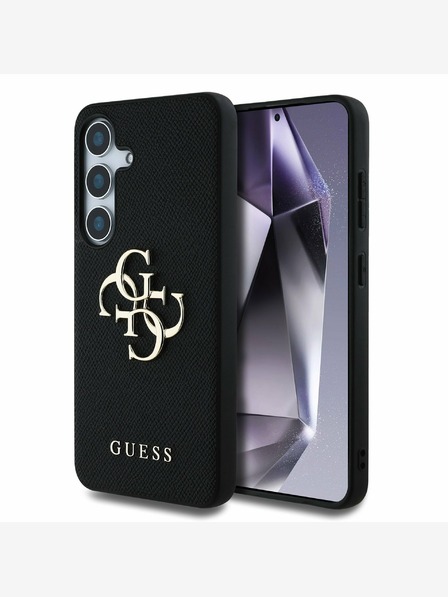 Guess PU Grained 4G Metal Logo Zadní Kryt pro Samsung Galaxy S25+ Black Etui za telefon