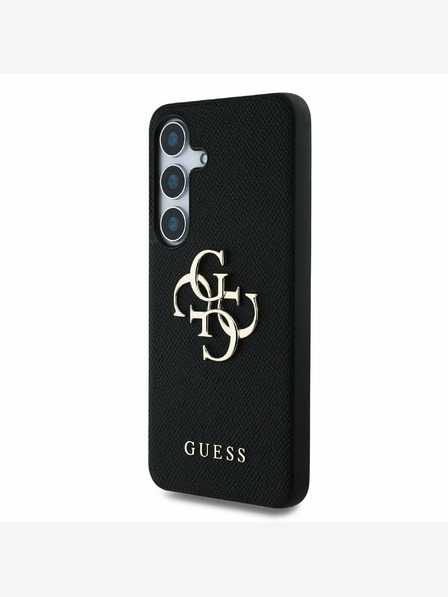 Guess PU Grained 4G Metal Logo Zadní Kryt pro Samsung Galaxy S25+ Black Etui za telefon