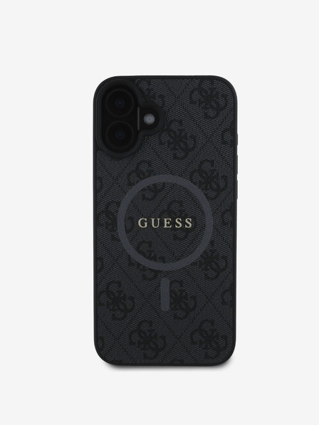 Guess PU Leather 4G Colored Ring MagSafe Zadní Kryt pro iPhone 16 Black Etui za telefon