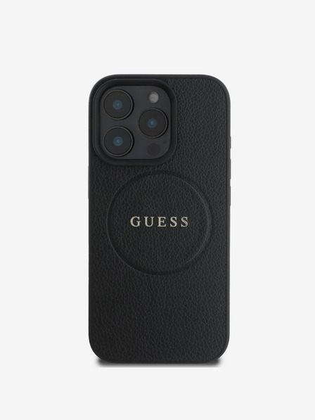 Guess PU Grained Classic Logo MagSafe Zadní Kryt pro iPhone 16 Pro Black Etui za telefon