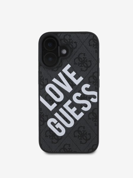 Guess PU Leather 4G Big Love Logo MagSafe Zadní Kryt pro iPhone 16 Black Etui za telefon