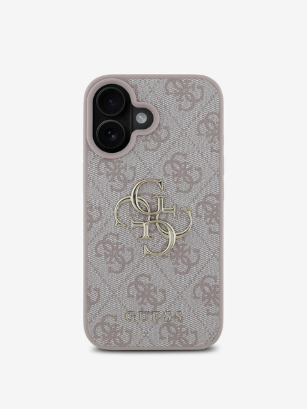 Guess PU 4G Metal Logo Zadní Kryt pro iPhone 16 Plus Pink Etui za telefon