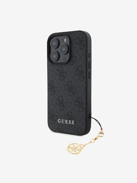 Guess 4G Charm Zadní Kryt pro iPhone 16 Pro Max Tone on Tone Grey Etui za telefon