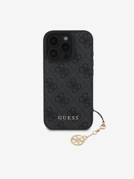 Guess 4G Charm Zadní Kryt pro iPhone 16 Pro Max Tone on Tone Grey Etui za telefon