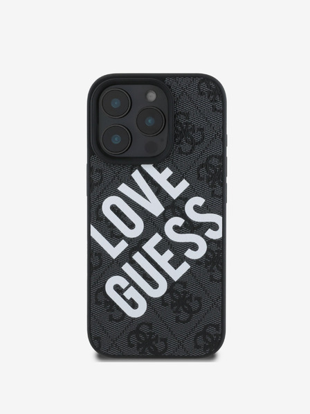 Guess PU Leather 4G Big Love Logo MagSafe Zadní Kryt pro iPhone 16 Pro Max Black Etui za telefon