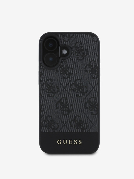 Guess PU 4G Stripe Zadní Kryt pro iPhone 16 Grey Etui za telefon