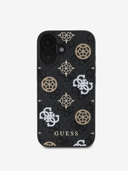 Guess PU 4G Peony MagSafe Zadní Kryt pro iPhone 16 Black Etui za telefon