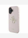 Guess PU Grained 4G Metal Logo Zadní Kryt pro iPhone 16 Pink Etui za telefon