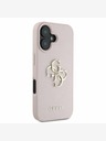 Guess PU Grained 4G Metal Logo Zadní Kryt pro iPhone 16 Pink Etui za telefon