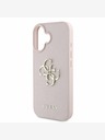 Guess PU Grained 4G Metal Logo Zadní Kryt pro iPhone 16 Pink Etui za telefon