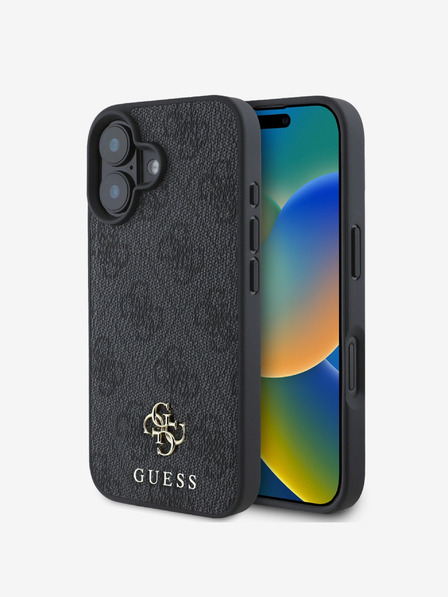 Guess PU 4G Small Metal Logo MagSafe Zadní Kryt pro iPhone 16 Grey Etui za telefon