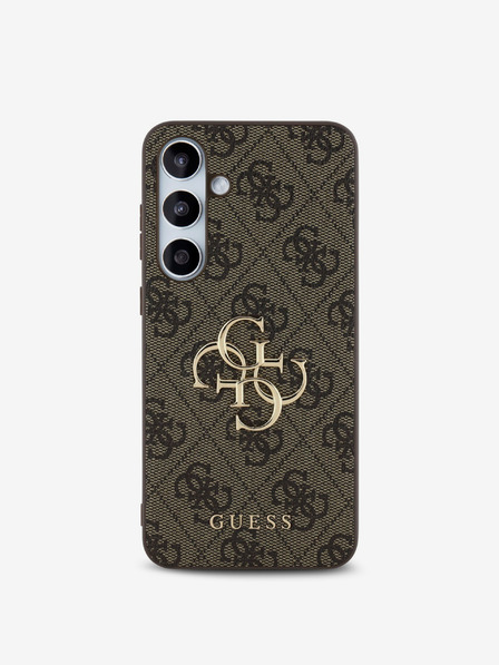 Guess PU 4G Metal Logo Zadní Kryt pro Samsung Galaxy S24 FE Brown Etui za telefon