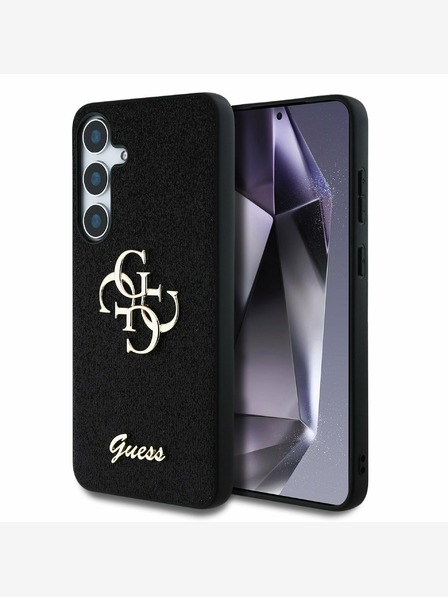 Guess PU Fixed Glitter 4G Metal Logo Zadní Kryt pro Samsung Galaxy S25+ Black Etui za telefon