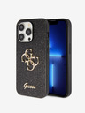 Guess PU Fixed Glitter 4G Metal Logo Zadní Kryt pro iPhone 15 Pro Max Black Etui za telefon