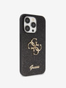 Guess PU Fixed Glitter 4G Metal Logo Zadní Kryt pro iPhone 15 Pro Max Black Etui za telefon