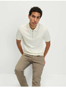Marks & Spencer Pletena polo majica s pola zipom, s visokim udjelom pamuka Marks & Spencer krem