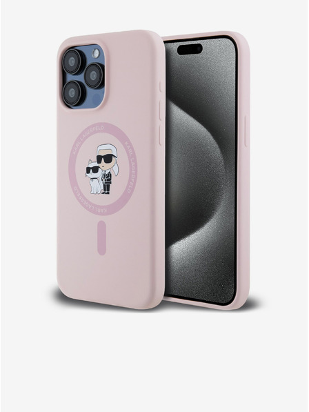 Karl Lagerfeld Stražnji poklopac za iPhone 14 Pro Karl Lagerfeld Tekući silikonski Karl and Choupette Magsafe