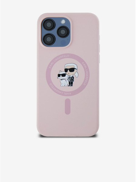 Karl Lagerfeld Stražnji poklopac za iPhone 14 Pro Karl Lagerfeld Tekući silikonski Karl and Choupette Magsafe
