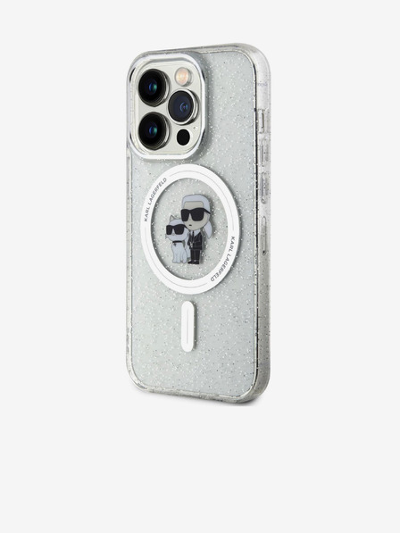 Karl Lagerfeld Karl Lagerfeld IML Glitter Karl and Choupette MagSafe Stražnji Poklopac za iPhone 15 Pro Prozirna