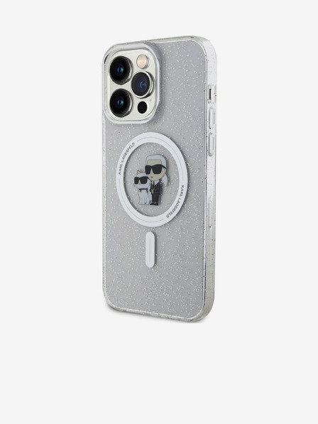 Karl Lagerfeld Karl Lagerfeld IML Šljokasti Karl and Choupette MagSafe Stražnji poklopac za iPhone 15 Pro Max Prozirni