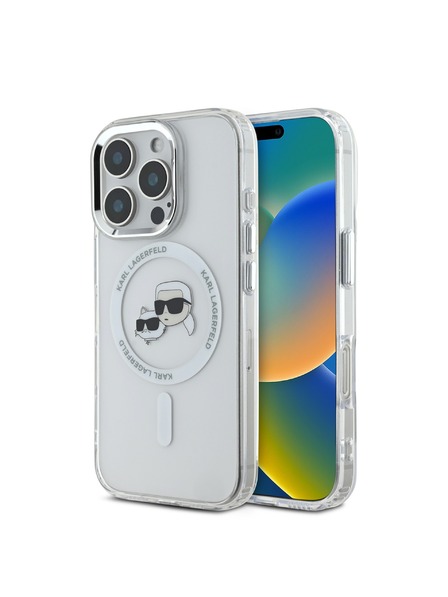 Karl Lagerfeld Karl Lagerfeld IML K&CH Glave Metalni okvir MagSafe Stražnji poklopac za iPhone 16 Pro Max Prozirni