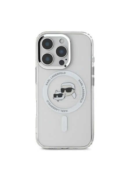 Karl Lagerfeld Karl Lagerfeld IML K&CH Glave Metalni okvir MagSafe Stražnji poklopac za iPhone 16 Pro Max Prozirni