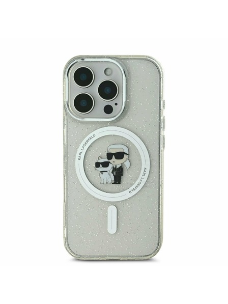 Karl Lagerfeld Karl Lagerfeld IML Glitter Karl and Choupette MagSafe Stražnji poklopac za iPhone 16 Pro Max Prozirni