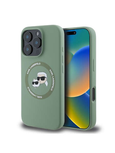 Karl Lagerfeld Karl Lagerfeld Liquid Silicone K&CH Heads MagSafe Stražnji poklopac za iPhone 16 Pro Kaki