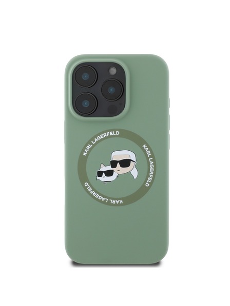 Karl Lagerfeld Karl Lagerfeld Liquid Silicone K&CH Heads MagSafe Stražnji poklopac za iPhone 16 Pro Kaki