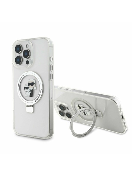 Karl Lagerfeld Karl Lagerfeld Ringstand Karl and Choupette MagSafe Stražnji poklopac za iPhone 16 Pro Bijeli