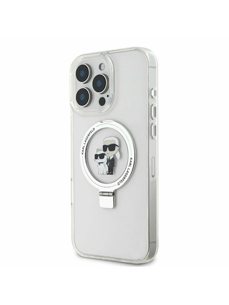 Karl Lagerfeld Karl Lagerfeld Ringstand Karl and Choupette MagSafe Stražnji poklopac za iPhone 16 Pro Bijeli