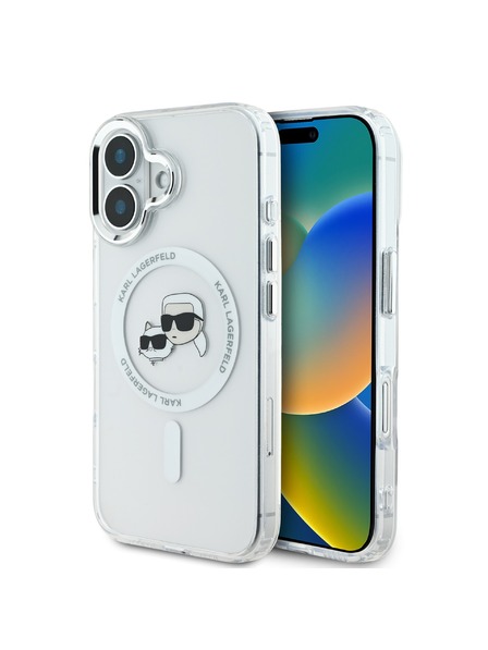 Karl Lagerfeld Karl Lagerfeld IML K&CH Heads Metalni okvir MagSafe Stražnji poklopac za iPhone 16 Plus Prozirni