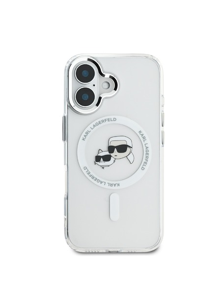 Karl Lagerfeld Karl Lagerfeld IML K&CH Heads Metalni okvir MagSafe Stražnji poklopac za iPhone 16 Plus Prozirni