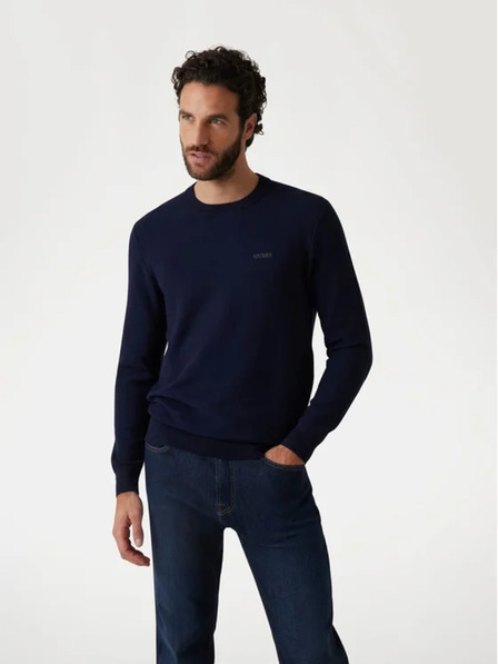 Guess Jeans Muški tamno plavi džemper s izvezenim logom Guess jeans
