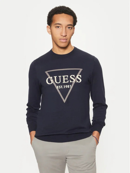 Guess Jeans Muški tamno plavi džemper big triangle logo Guess jeans