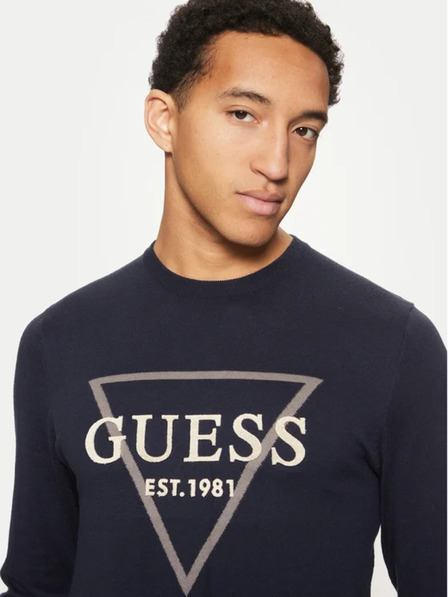 Guess Jeans Muški tamno plavi džemper big triangle logo Guess jeans